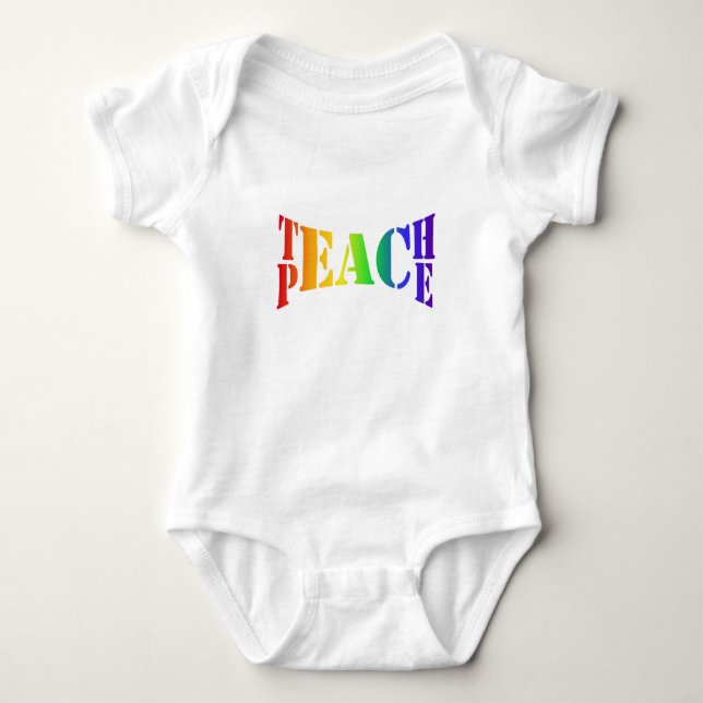 Rainbow Teach Peace T Shirt (Framsida)