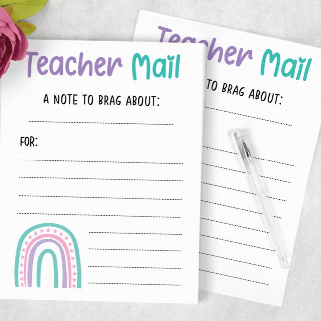 Rainbow Teacher Mail Post-it Block (Skapare uppladdad)