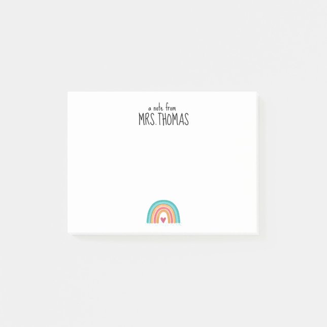 Rainbow Teacher Note Pad - Anpassningsbar Teacher  Post-it Block (Framsida)