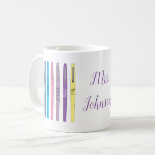 Rainbow Teacher Pens Inspirational Mugg med Namn