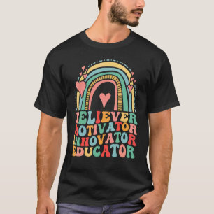 Rainbow Teacher Retro Believer Motivator Innovato T Shirt