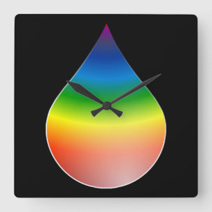 RAINBOW TEARDROP FYRKANTIG KLOCKA