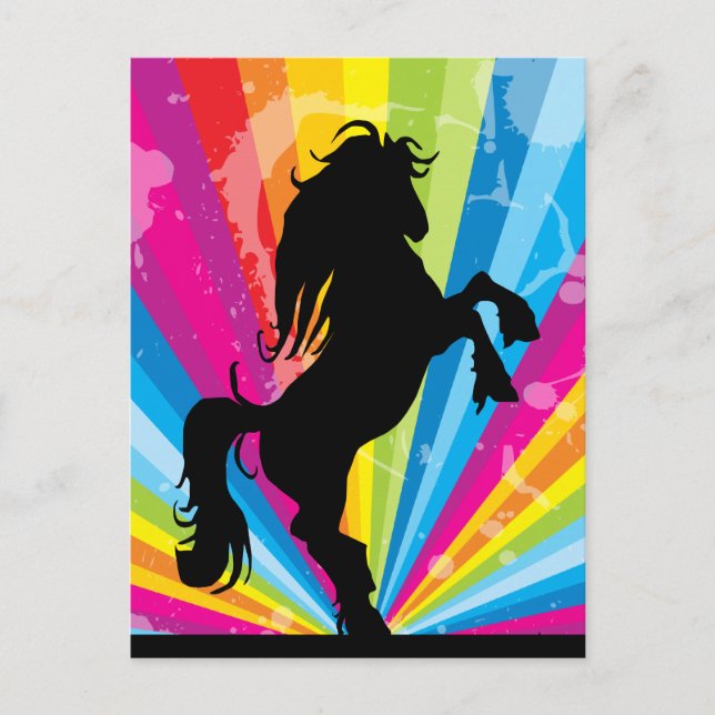 Rainbow Techno Silhouette Horette Postcard Vykort (Framsida)