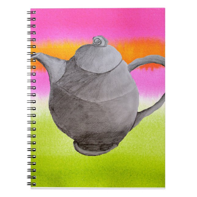 Rainbow Tekanna arty tea party Anteckningsbok Med Spiral (Framsidan)