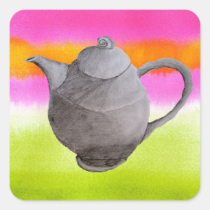 Rainbow Tekanna arty tea party Fyrkantigt Klistermärke