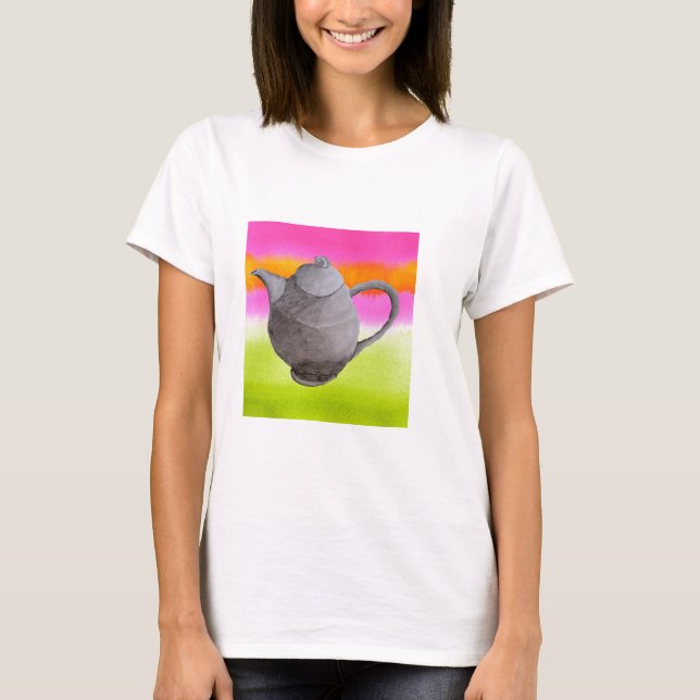 Rainbow Tekanna arty tea party Tee Shirt (Framsida)