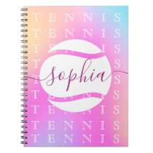 Rainbow Tennis Typography Boll & Girl Players Kids