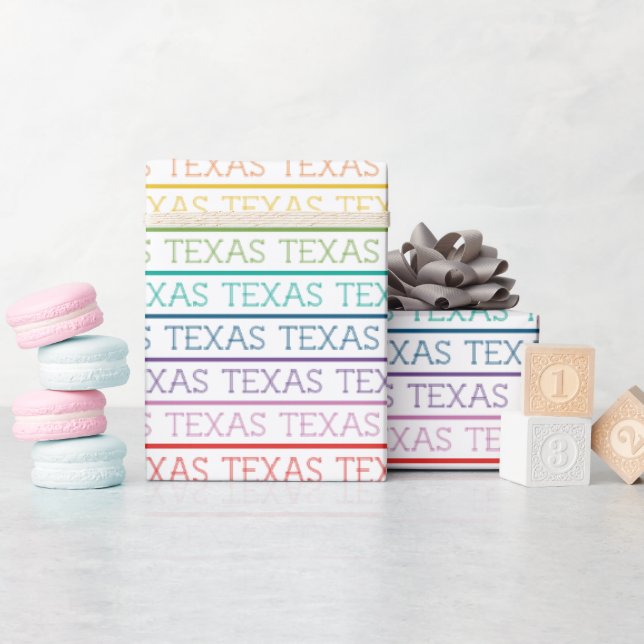 Rainbow Texas, Texas, Texas Presentpapper (Baby Shower)