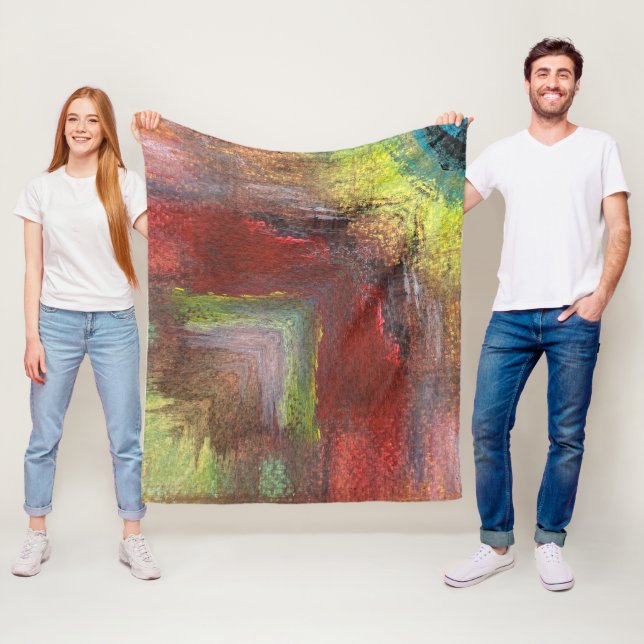 Rainbow Textural Abstrakt Fleecefilt (På plats)