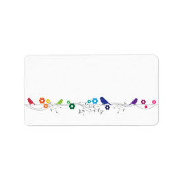 Rainbow Theme Birds Flowers Bröllop Blank Adress Adressetikett