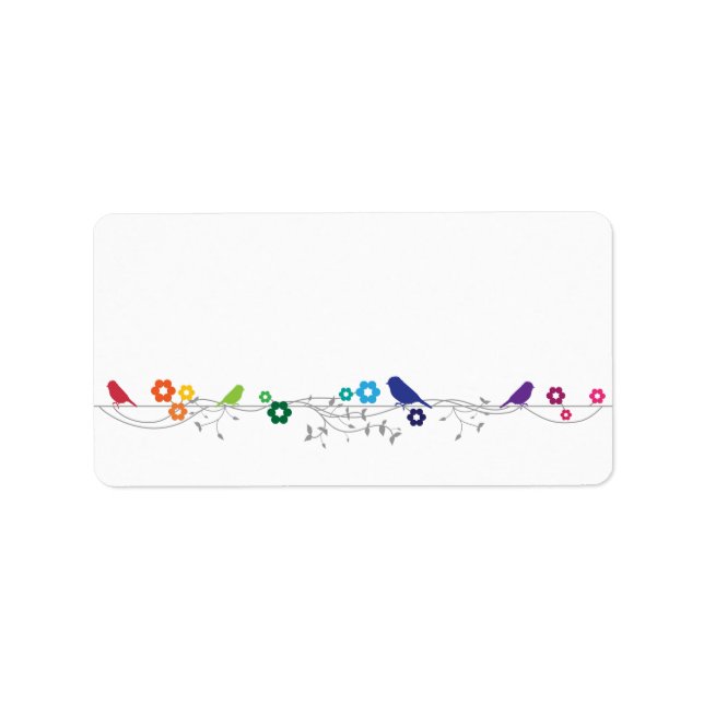 Rainbow Theme Birds Flowers Bröllop Blank Adress Adressetikett (Framsidan)