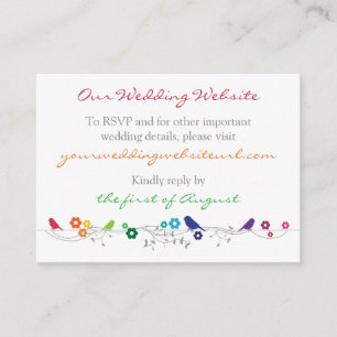 Rainbow Theme Birds Flowers Bröllop webbplats Info Tilläggskort