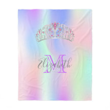 Rainbow tiara krona rosa monogram holografi