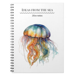 Rainbow Tides Jellyfish: Watercolor Art Anteckningsbok