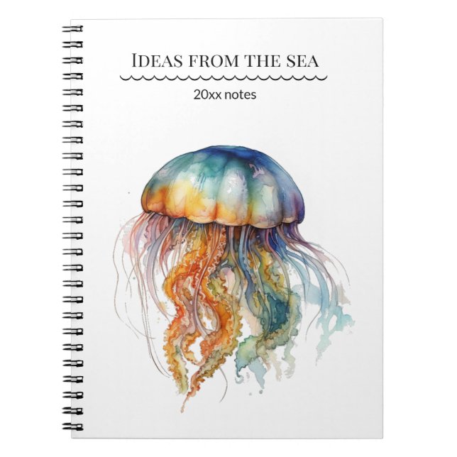 Rainbow Tides Jellyfish: Watercolor Art Anteckningsbok (Framsidan)