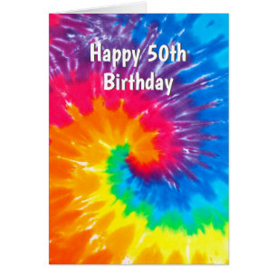 Rainbow Tie Dye 50th Birthday Hälsningskort