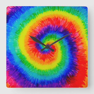 Rainbow Tie-Dye Alcohol Bläck Fyrkantig Klocka