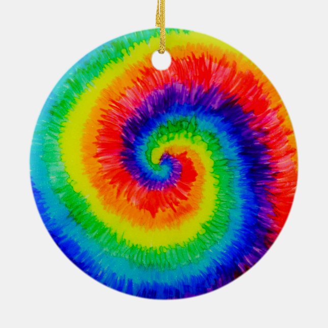 Rainbow Tie-Dye Alcohol Bläck Julgransprydnad Keramik (Baksidan)