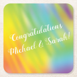 Rainbow Tie Dye Baby Shower Underlägg Papper Kvadrat