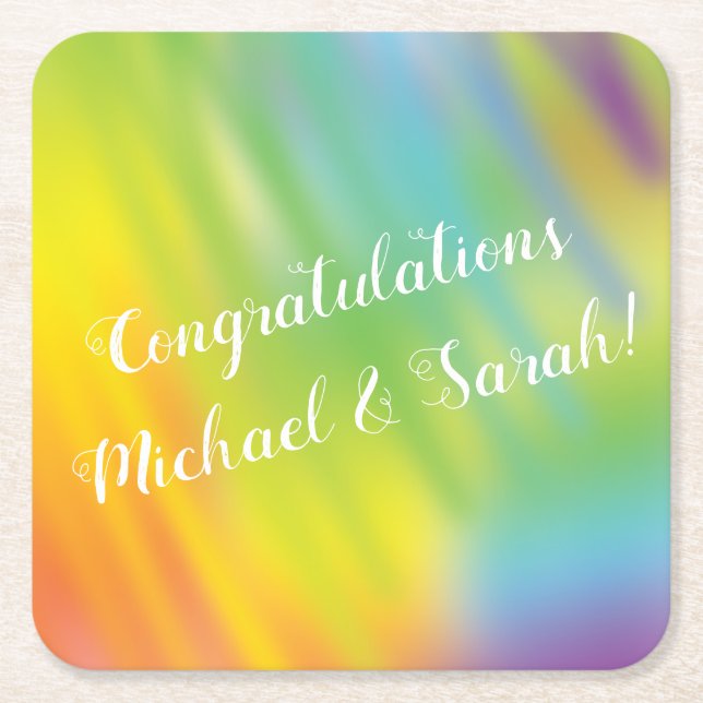 Rainbow Tie Dye Baby Shower Underlägg Papper Kvadrat (Framsidan)