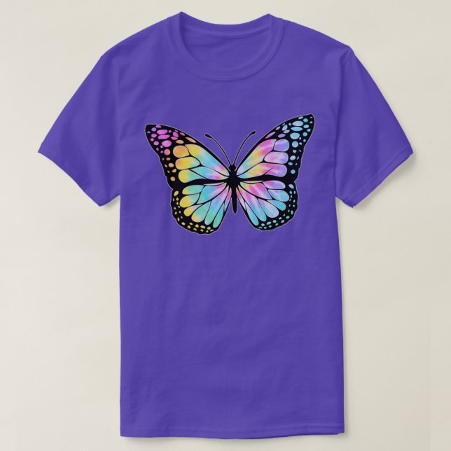 Rainbow Tie Dye Butterfly T Shirt (Design framsida)