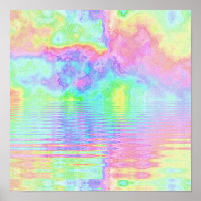 Rainbow Tie Dye Clouds Pastel Poster (Framsidan)