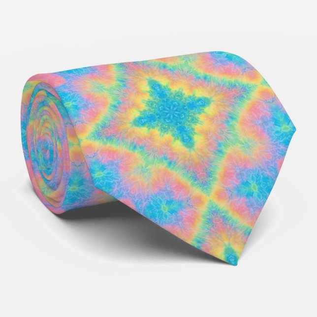 Rainbow Tie Dye Geometric Necktie Slips (Rullad)