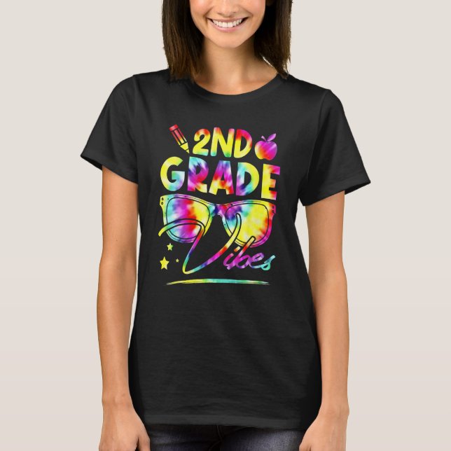 Rainbow Tie Dye Glasses 2nd Grade Vibes Back To Sc T Shirt (Framsida)