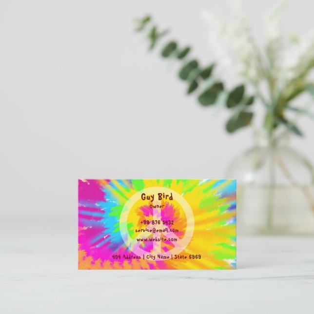 Rainbow Tie-Dye Hippie Visitkort (Stående Fram)