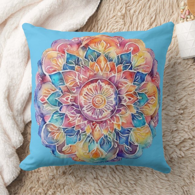 Rainbow Tie-Dye Mandala Kudde (Filt)