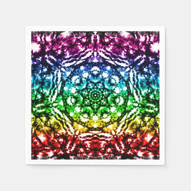 Rainbow Tie Dye Mandala Star Födelsedagsfest Pappersservett (Framsidan)