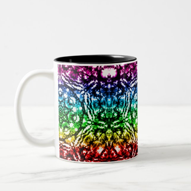Rainbow Tie Dye Mandala Star Två-Tonad Mugg (Vänster)