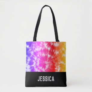 Rainbow Tie Dye Psychedelic Custom Name Tygkasse