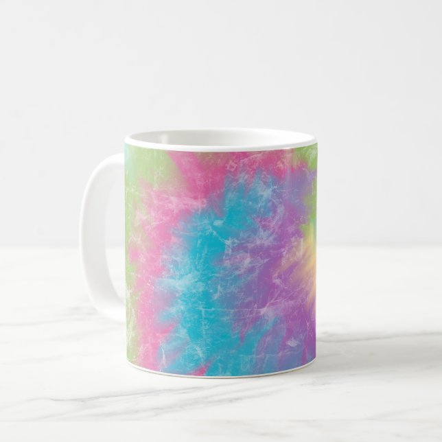 Rainbow Tie Dye Swirl Kaffemugg (Framsida vänster)