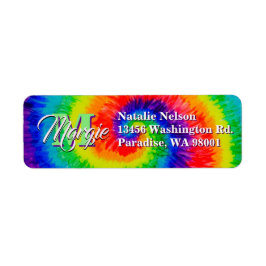 Rainbow Tie-Dye Swirl Returadress Etikett