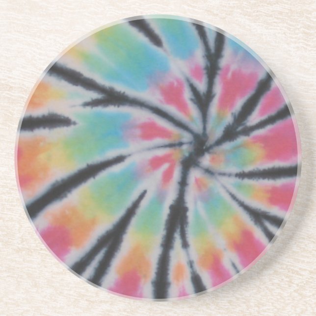 Rainbow Tie Dye Swirl Underlägg set Sandsten (Framsidan)