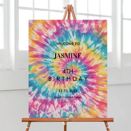 Rainbow Tie Dye Whimsical Födelsedagsfest Välkomme Poster