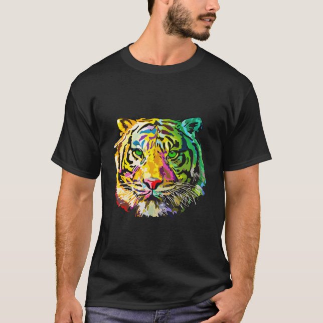 Rainbow Tiger Animal T Shirt (Framsida)