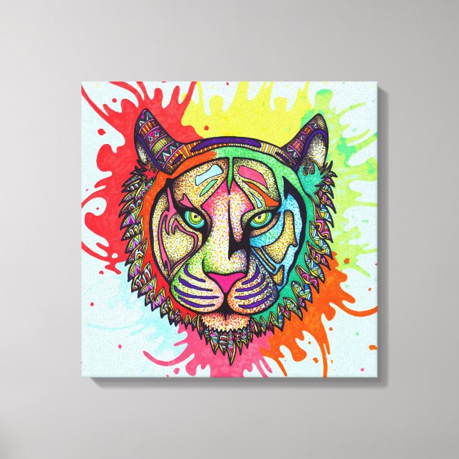 Rainbow Tiger Canvastryck (Framsida)