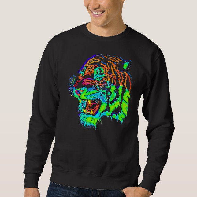 Rainbow Tiger Lång Ärmad Tröja (Framsida)