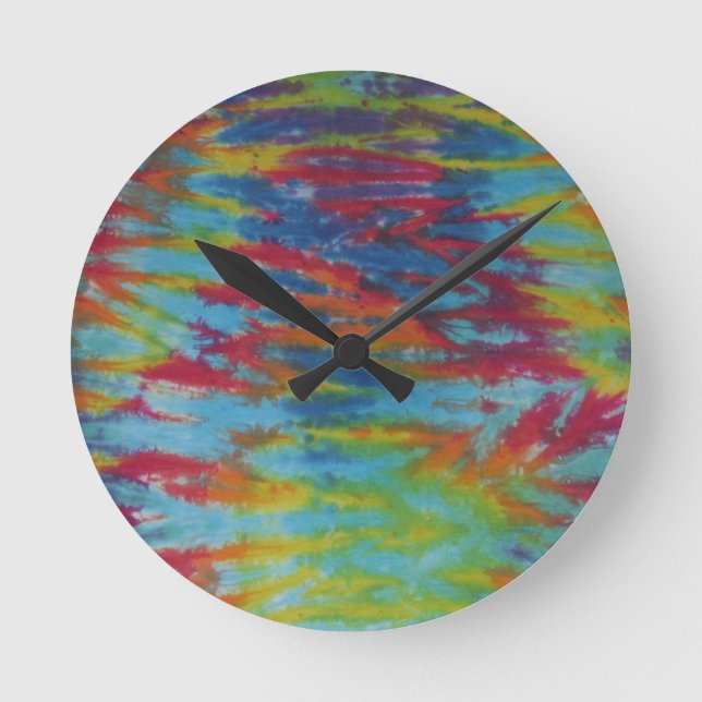Rainbow Tiger Rand Tie Dye PhatDyes Rund Klocka (Framsida)