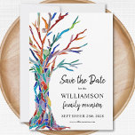 Rainbow Träd Family Reunion Spara Datumet<br><div class="desc">Be familjen att spara datum för familjeåterförening med det här snyggten. Den har en färgstark familj träd som ursprungligen tillverkades i glasmosaik. Anpassade enkelt med dina uppgifter. Använda alternativet Anpassa ytterligare om du vill ändra texten storlekt, stil eller färg om du vill. Eftersom vi skapar vår egen teckning kommer du...</div>