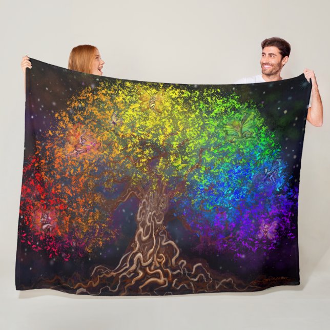 Rainbow Träd Fleece Blanket (På plats)