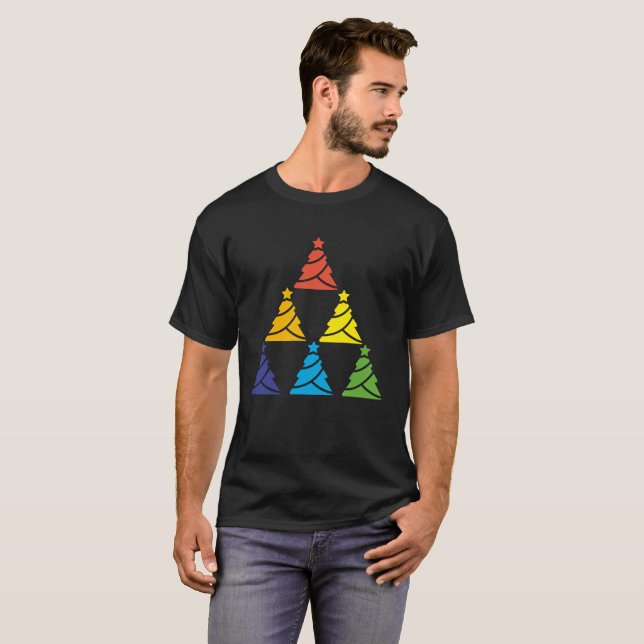 Rainbow Träd i Julgranar Helgdag LGBT-Shirt Tee Shirt (Hel framsida)