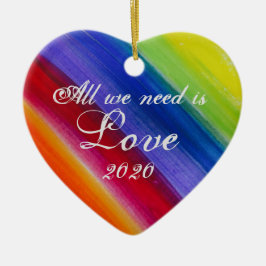 Rainbow träd och rand julgransprydnad keramik