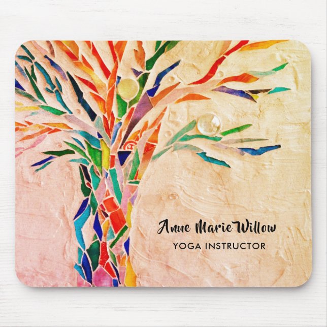 Rainbow Träd Yoga Instruktör Mouse Pad Musmatta (Framsidan)