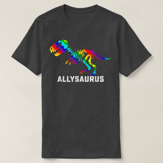 Rainbow Tre Dinosaur Skeleton Gay pride LGBT Anima T Shirt (Design framsida)