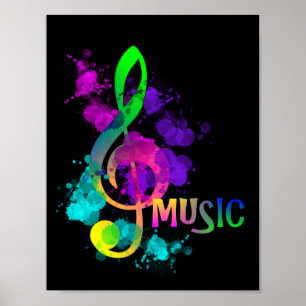 Rainbow Treble Clef Music Thmet Poster