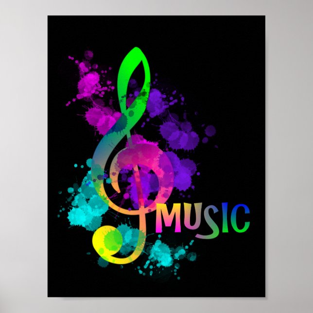 Rainbow Treble Clef Music Thmet Poster (Framsidan)