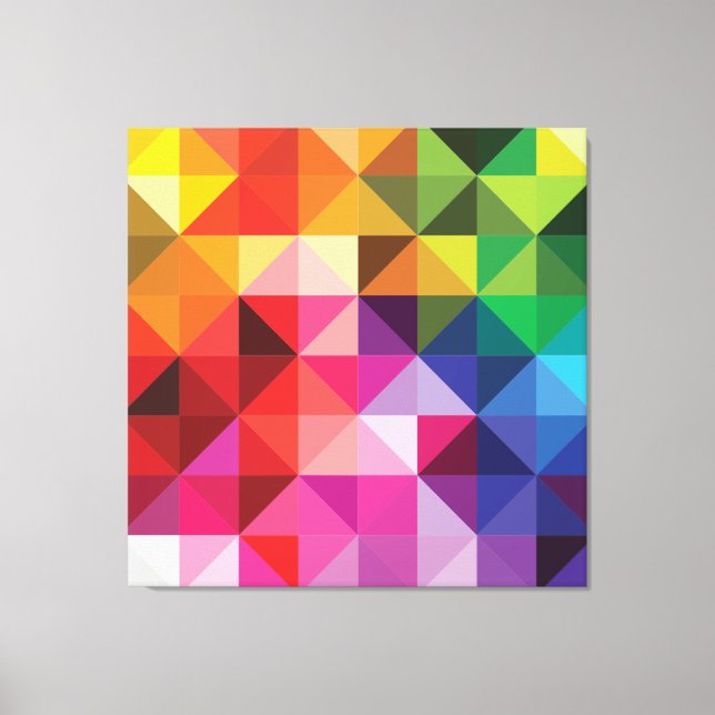 Rainbow Triangles Geometric Modern Canvastryck (Framsida)